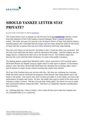 SHOULD YANKEE LETTER STAY PRIVATE? | Page 1