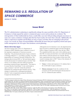 Remaking U.S. Regulation of Space Commerce