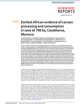 Earliest African Evidence of Carcass Processing and Consumption In