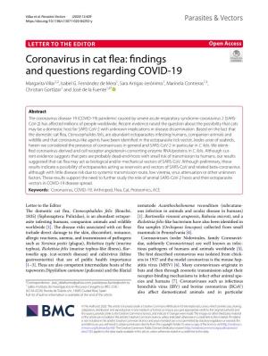 Coronavirus in Cat Flea: Findings and Questions Regarding COVID-19