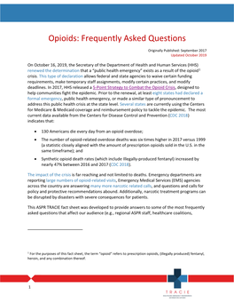 ASPR TRACIE Tip Sheet Opioids: Frequently Asked Questions