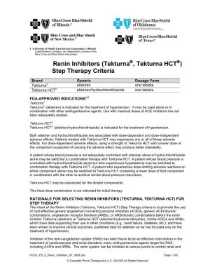 Tekturna , Tekturna HCT ) Step Therapy Criteria
