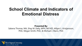 School Climate and Indicators of Emotional Distress