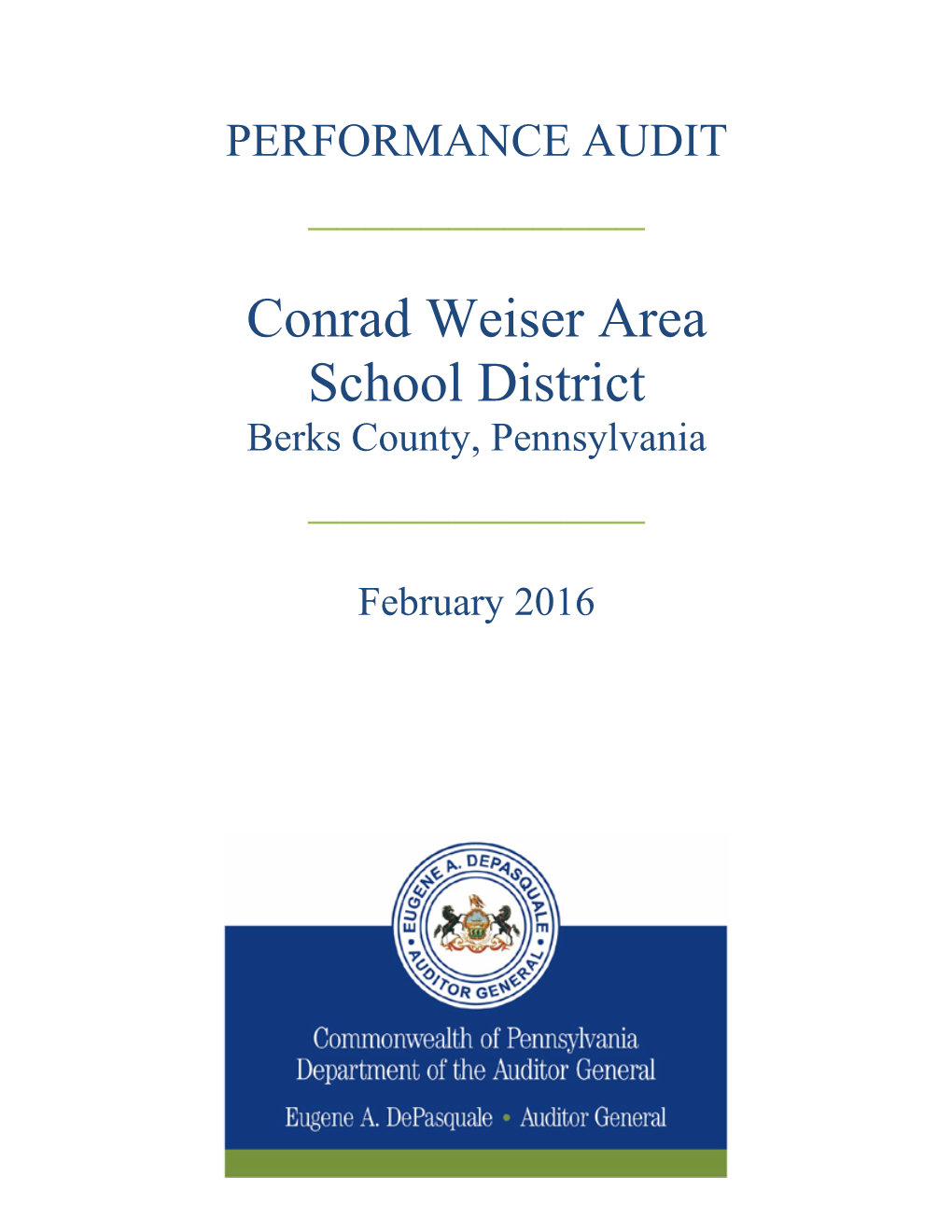 Conrad Weiser Area School District Berks County, Pennsylvania ______