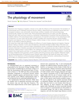 The Physiology of Movement Steven Goossens1* , Nicky Wybouw2, Thomas Van Leeuwen2 and Dries Bonte1