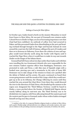 THE MALLAM and the QADIS: a POSTING to ZINDER, 1900–19031 Setting a Course for West Africa in October 1900, Gaden Found a Bert