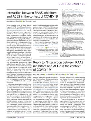 Interaction Between RAAS Inhibitors and ACE2 in the Context of COVID-19 Reply To