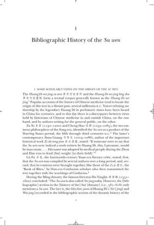 Bibliographic History of the Su Wen