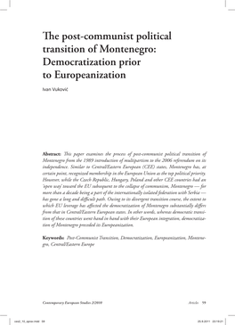 The Post-Communist Political Transition of Montenegro