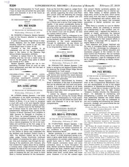 CONGRESSIONAL RECORD— Extensions of Remarks E220 HON