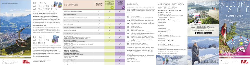 Buslinien Leistungen Vorschau Leistungen Winter 2019/20 Kostenlose Welcome Card & Welcome Card Plus Kaufkarte Welcome Card U