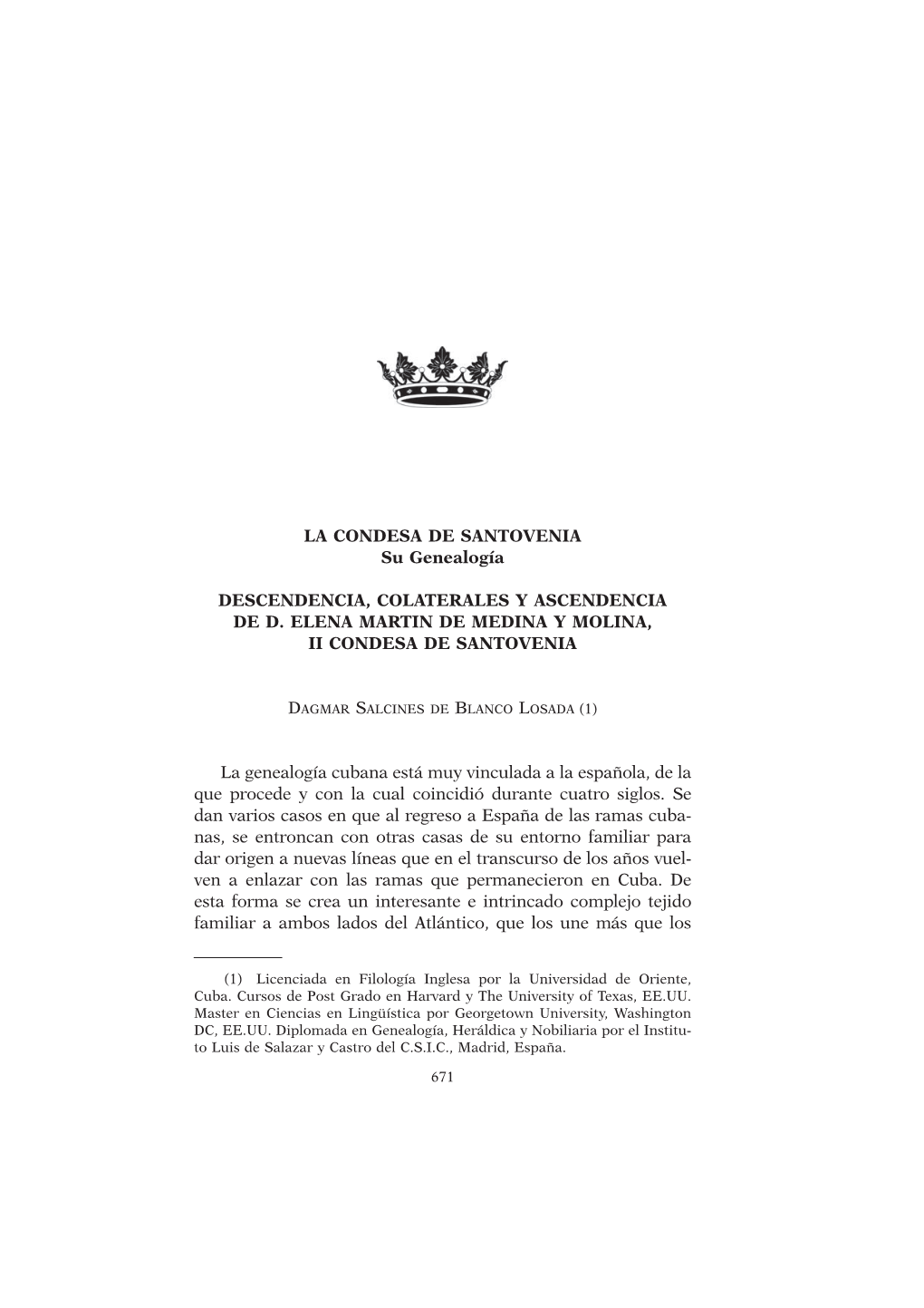 LA CONDESA DE SANTOVENIA Su Genealogía DESCENDENCIA