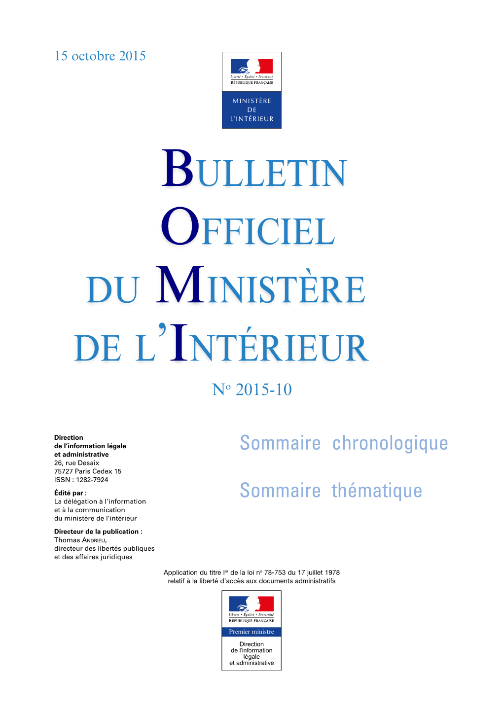 Bulletin Officiel Du Ministère De L'intérieur