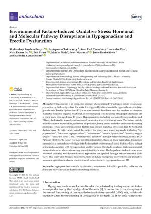 Environmental Factors-Induced Oxidative Stress: Hormonal and Molecular Pathway Disruptions in Hypogonadism and Erectile Dysfunction