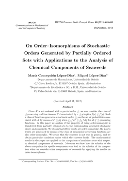 On Order–Isomorphisms of Stochastic Orders Generated by Partially Ordered Sets with Applications to the Analysis of Chemical Components of Seaweeds
