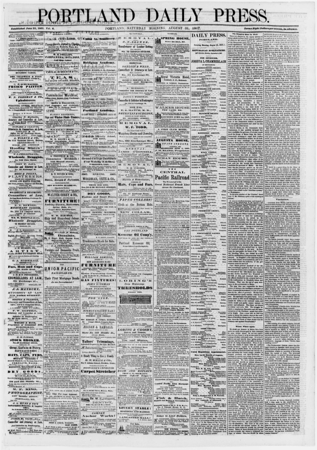 Portland Daily Press: August 31,1867