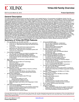 Xilinx DS174 Virtex-5Q Family Overview, Data Sheet