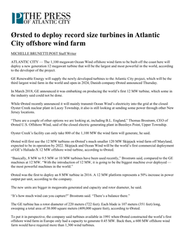 Ørsted to Deploy Record Size Turbines in Atlantic City Offshore Wind Farm