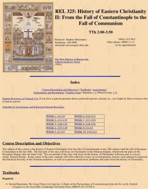 History of Eastern Christianity II: from the Fall of Constantinople to the Fall of Communism