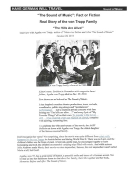 "The Sound of Music": Fact Or Fiction Real Story of the Von Trapp Family