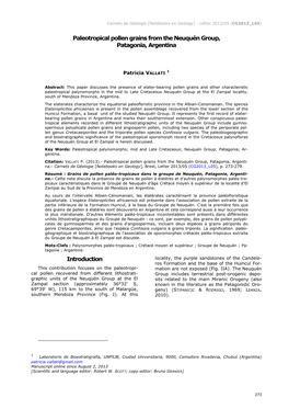Paleotropical Pollen Grains from the Neuquén Group, Patagonia, Argentina