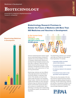 BIOTECHNOLOGY Presented by America’S Biopharmaceutical Research Companies