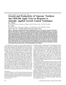"Growth and Productivity of Vigorous 'Northern Spy'/MM.106 Apple Trees in Response to Annually Applied Growth Contr