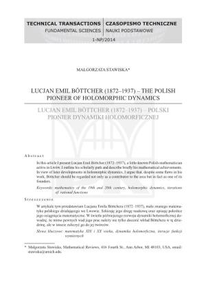 Lucjan Emil Böttcher (1872‒1937) ‒ the Polish Pioneer of Holomorphic Dynamics