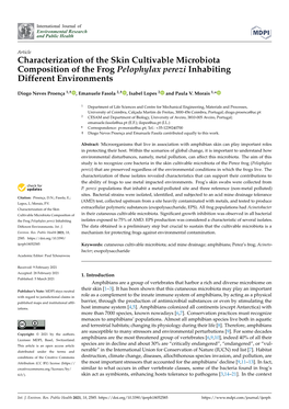 Characterization of the Skin Cultivable Microbiota Composition of the Frog Pelophylax Perezi Inhabiting Different Environments