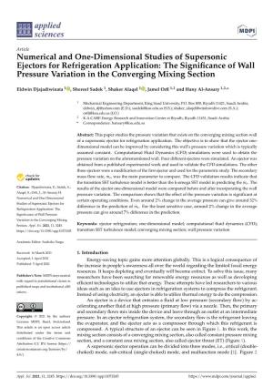 Numerical and One-Dimensional Studies of Supersonic Ejectors for Refrigeration Application: the Significance of Wall Pressure Va