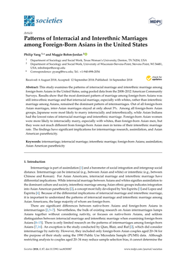 Patterns of Interracial and Interethnic Marriages Among Foreign-Born Asians in the United States