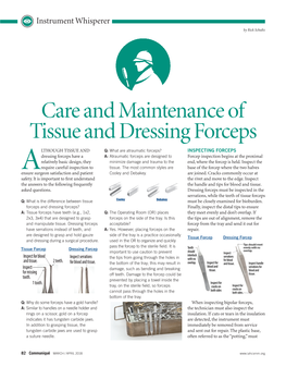 Care and Maintenance of Tissue and Dressing Forceps