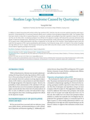 Restless Legs Syndrome Caused by Quetiapine