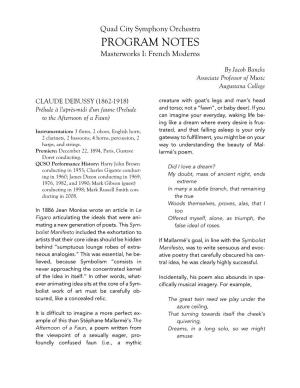 PROGRAM NOTES Masterworks I: French Moderns