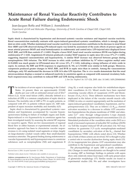 Maintenance of Renal Vascular Reactivity Contributes to Acute Renal Failure During Endotoxemic Shock