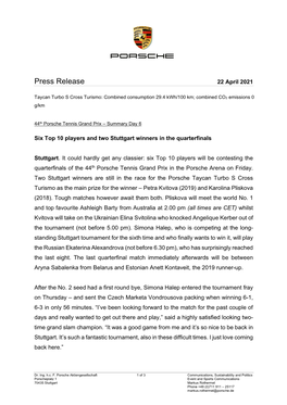 Press Release 22 April 2021