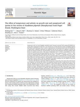 The Effect of Temperature and Salinity on Growth Rate and Azaspiracid Cell Quotas in Two Strains of Azadinium Poporum