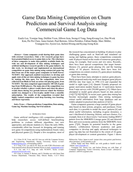 Game Data Mining Competition on Churn Prediction and Survival Analysis Using Commercial Game Log Data