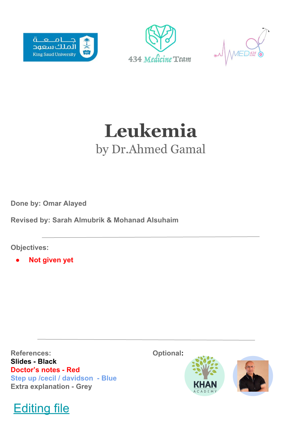 Leukemia by Dr.Ahmed Gamal