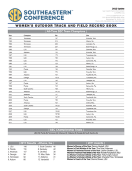 2012 SEC Women's Outdoor Track and Field Record Book Layout 1