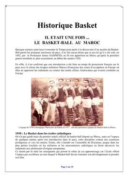 Historique Basket