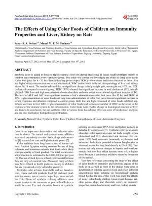 The Effects of Using Color Foods of Children on Immunity Properties and Liver, Kidney on Rats