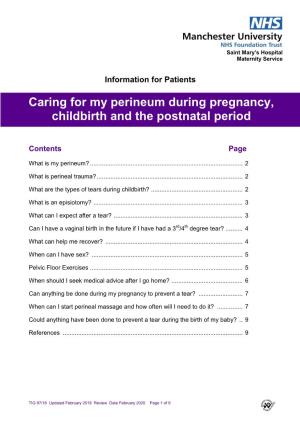 Caring for My Perineum During Pregnancy, Childbirth and the Postnatal Period