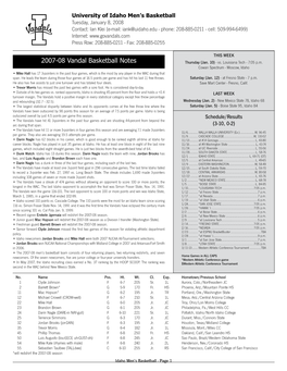 2007-08 Vandal Basketball Notes Thursday (Jan