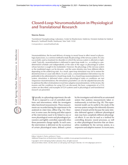 Closed-Loop Neuromodulation in Physiological and Translational Research
