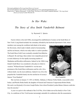 The Story of Alva Smith Vanderbilt Belmont.” the Long Island Historical Journal 6 (Fall 1993):96-105