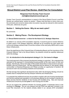 Stroud District Local Plan Review –Draft Plan for Consultation