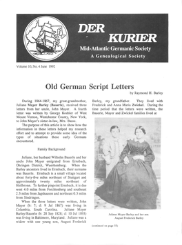 KURIER Mid-Atlantic Germanic Society a Genealogical Society