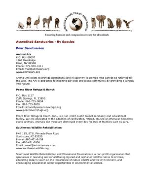Accredited Sanctuaries by Species Bear Sanctuaries