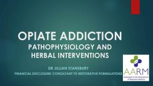 Opiate Addiction Pathophysiology and Herbal Interventions